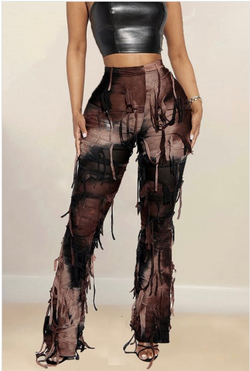Tye dye fringe leggings