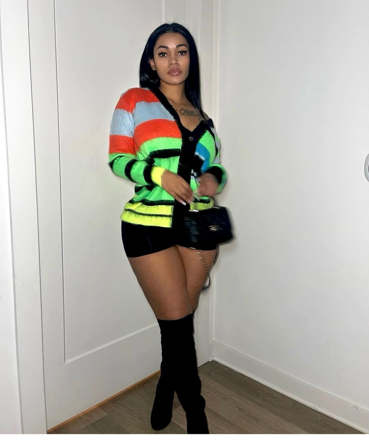 Neon cardigan sweater